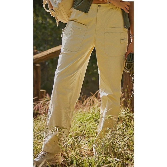 Free People FP Movement Voyage Pants Cargo Straight Leg Desert Taupe Sz S NWT - Picture 1 of 14